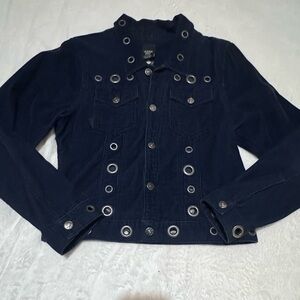Anna Sui Vintage Navy Corduroy Jacket with Metallic Details
